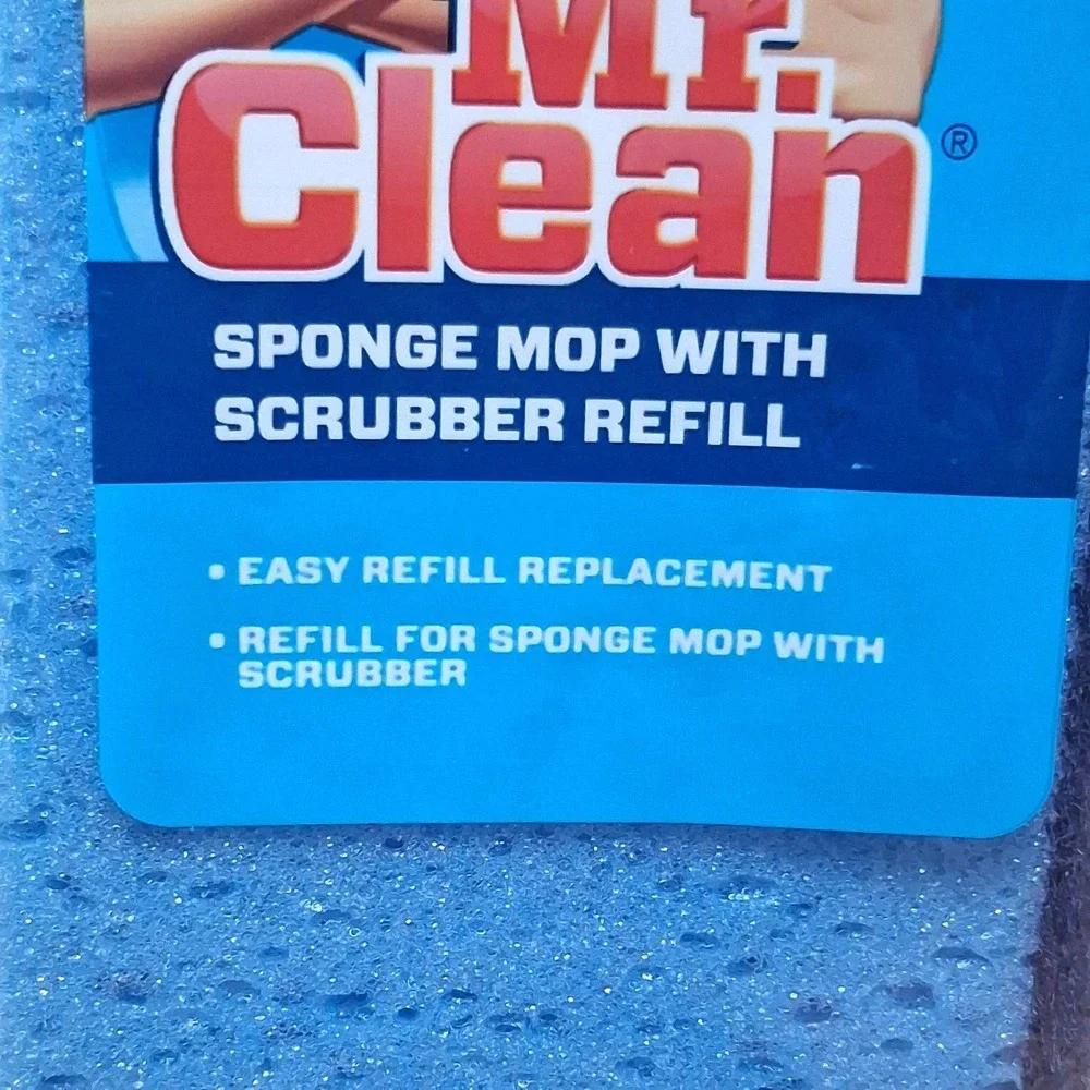 Lot of 2 Mr. Clean Blue Sponge Mop Refill Sponge with Scrubber New Replacement